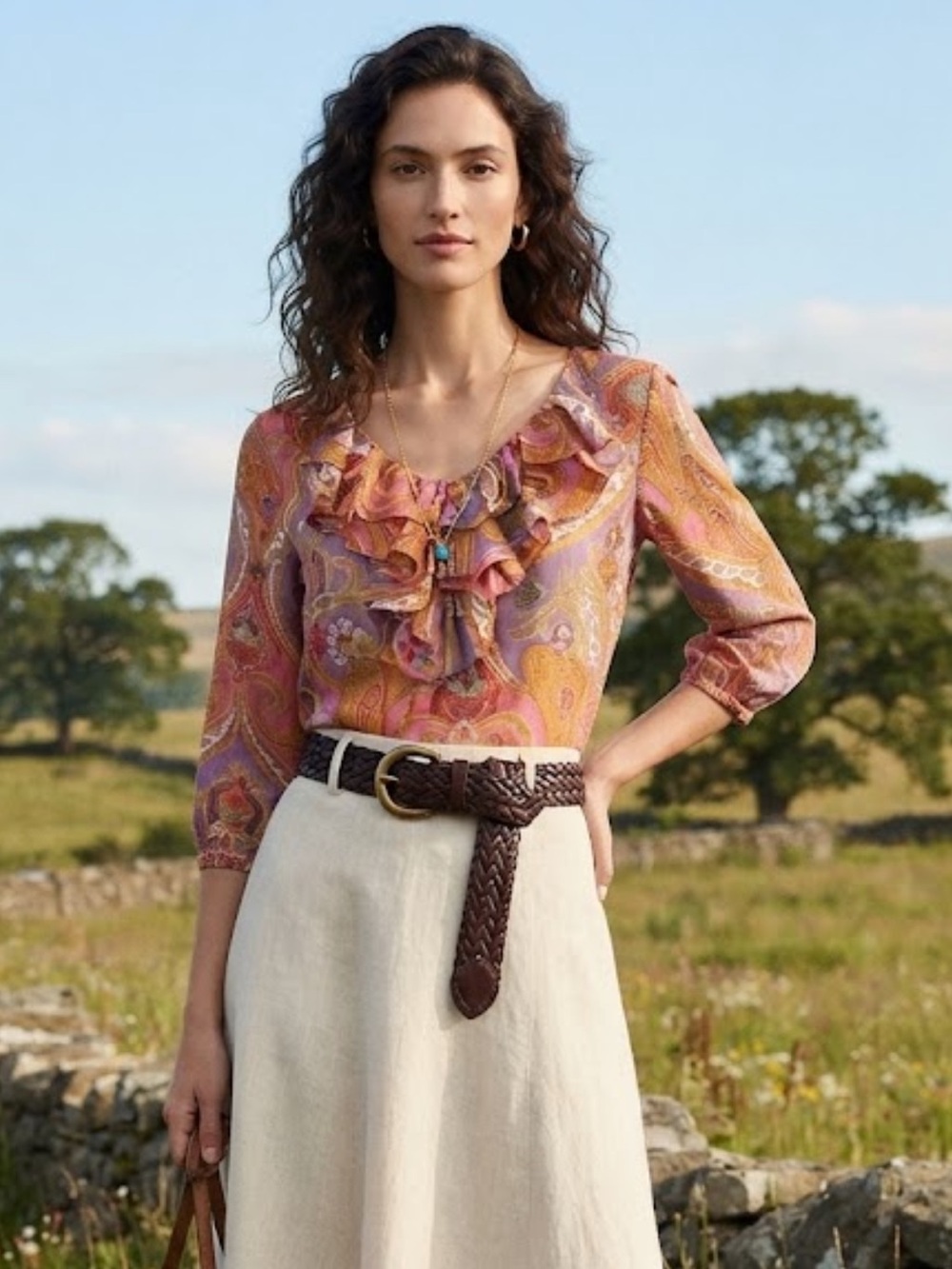 Lauren Ralph Lauren Paisley Cotton Ruffle Blouse – Feminine Floral Print Top